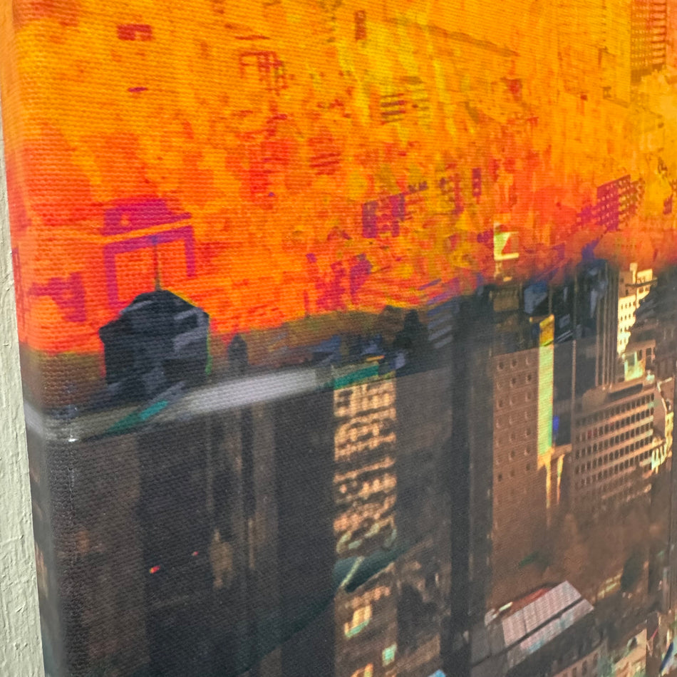 Wandbild 90x90 - Frankfurt Skyline abstrakt - Fotodruck auf Leinwand Gebraucht