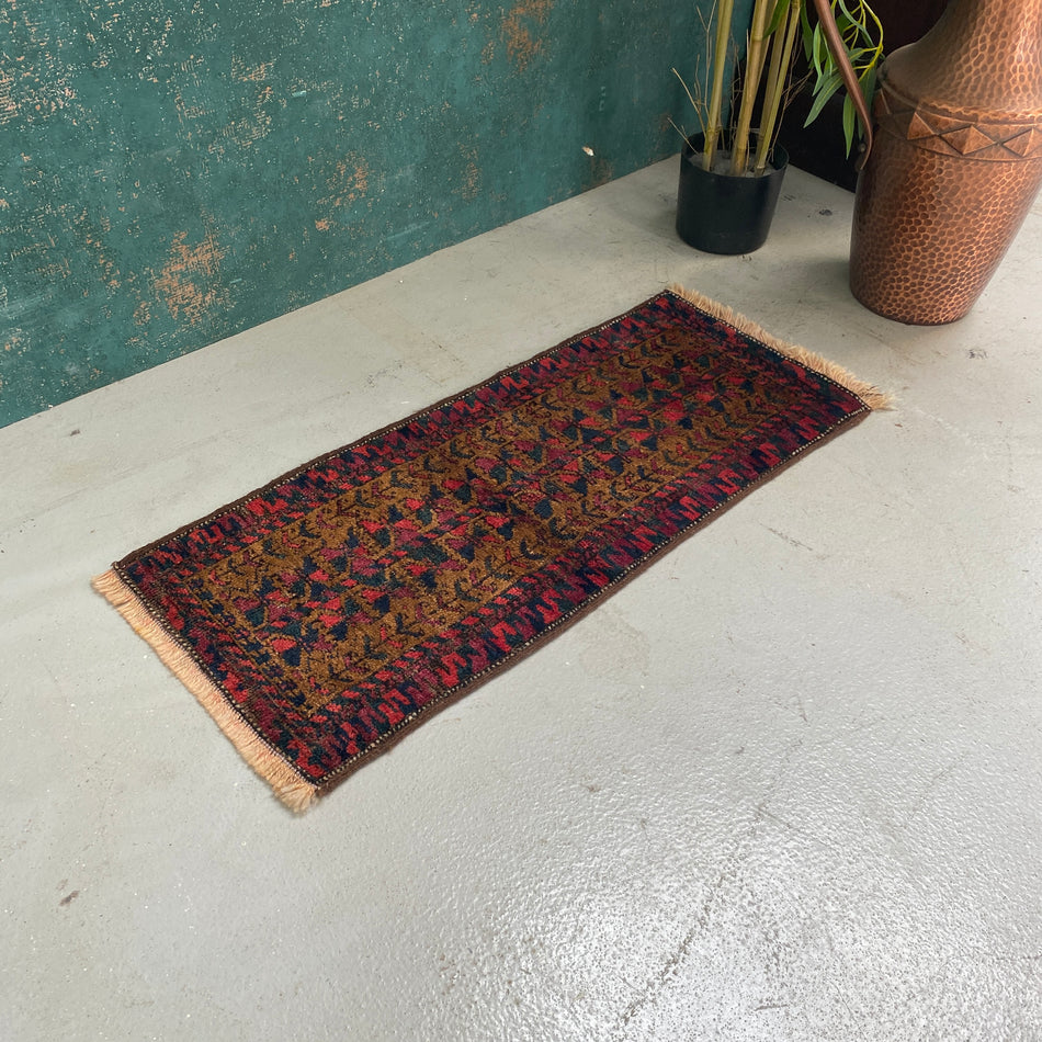 Vintage Teppich 35x85 Gebetsteppich rot gemustert