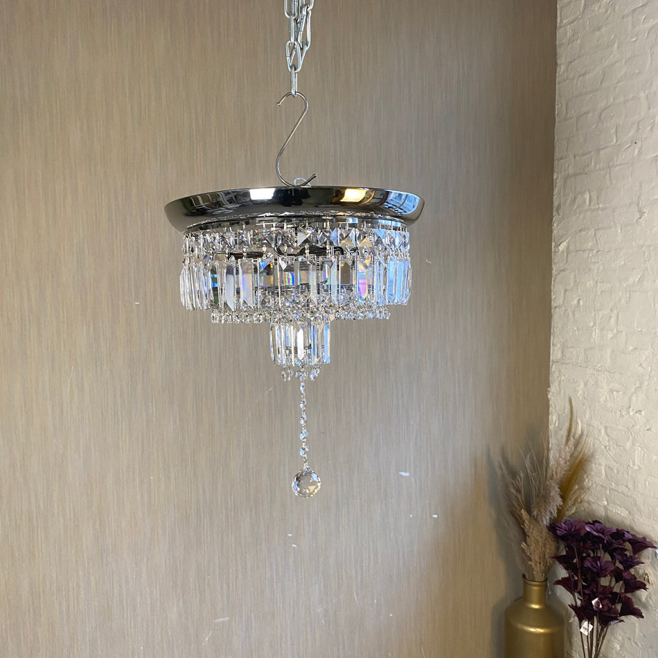 Chrom Deckenleuchte mit Kristallbehang – Lampe Turin S