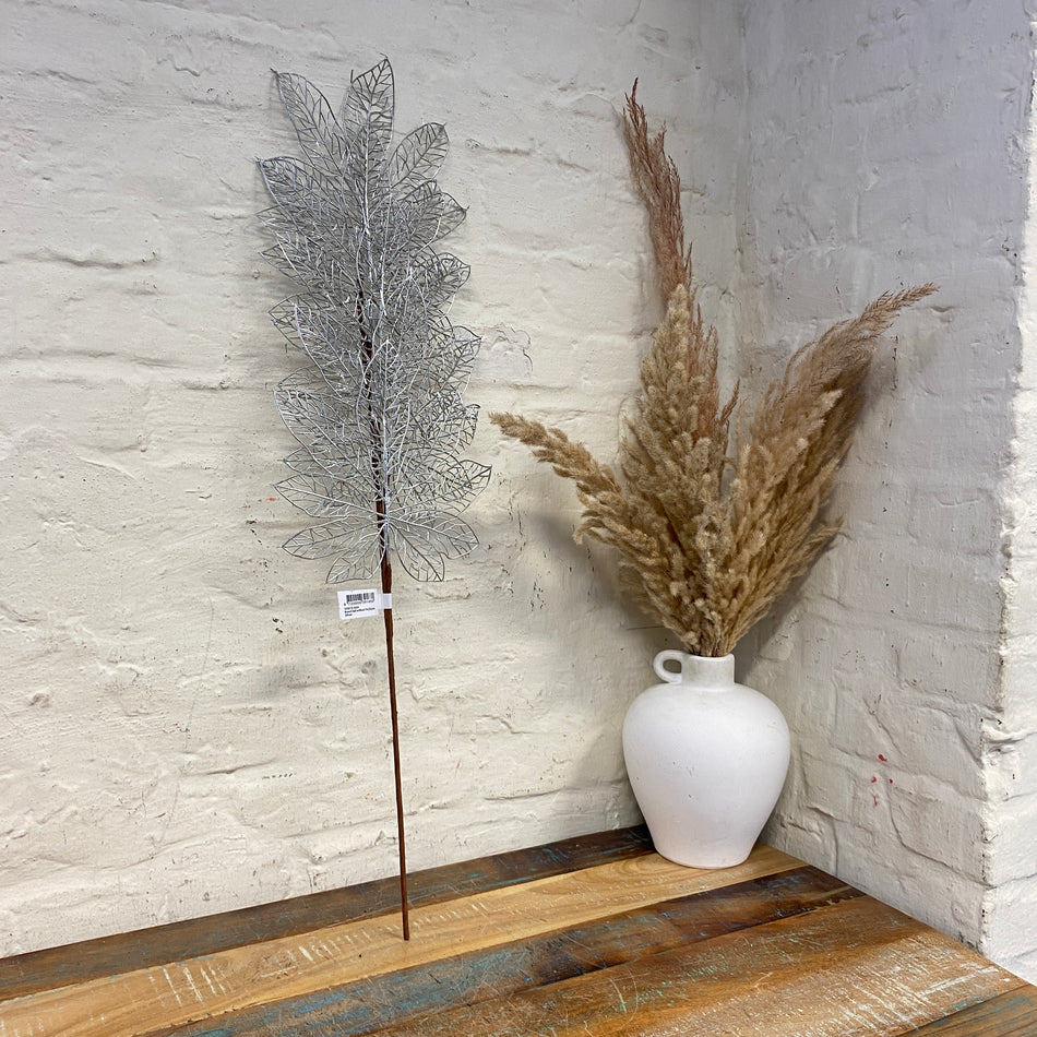 Künstlicher Zweig silber Deko Pflanze 80cm