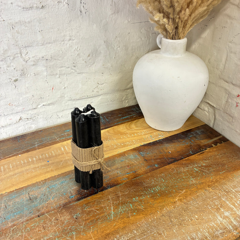 Kerze Crown schwarz Set mit 4 Stück 16cm