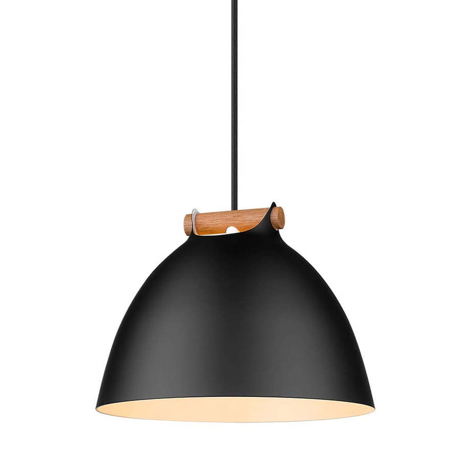 AARHUS Hängelampe Ø24cm E27, schwarz / Holz Lampe Deckenlampe