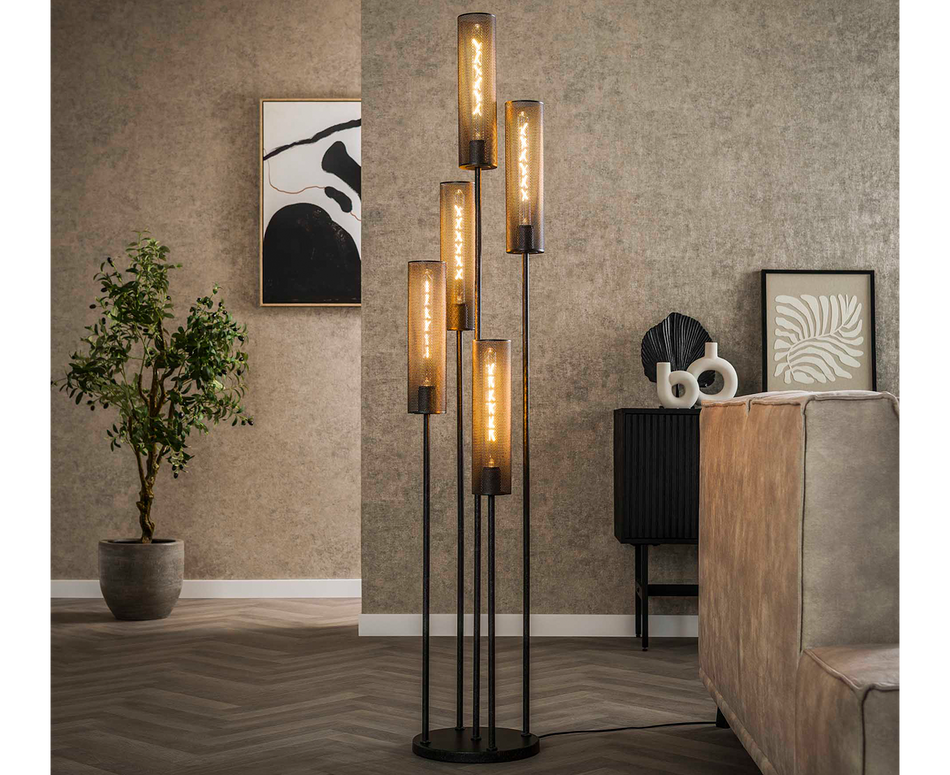 Stehlampe 5L gestuft Tube Mesh / Artic Schwarz Lampe