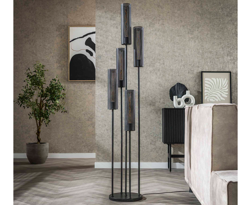 Stehlampe 5L gestuft Tube Mesh / Artic Schwarz Lampe