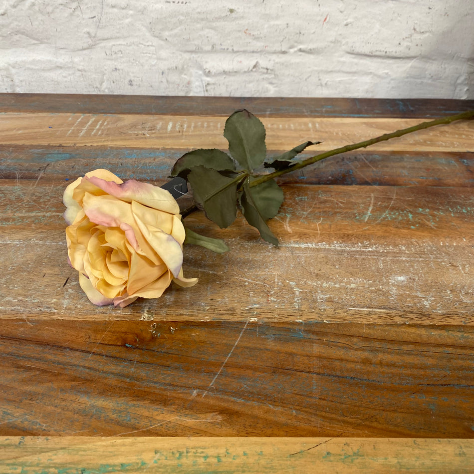 Countryfield Rosa hellgelb rosa Deko Kunstblume