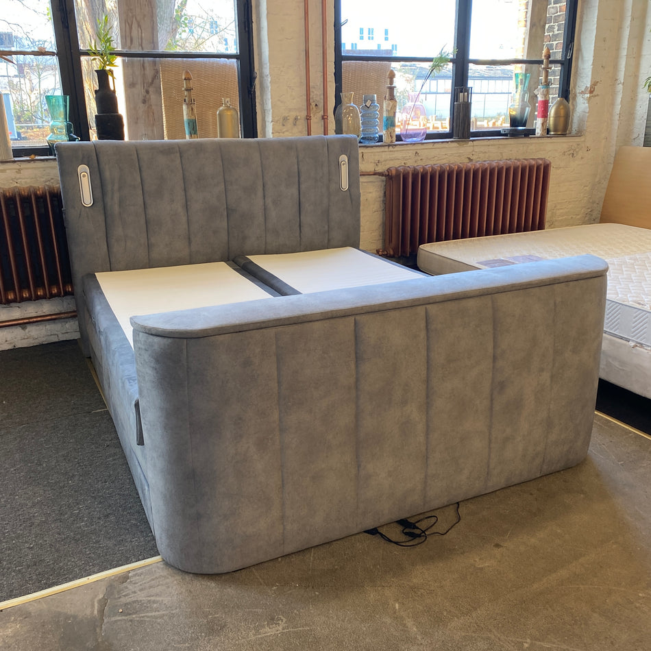 Boxspringbett silbern Doppelbett 180x200 Polsterbett Bett Neu