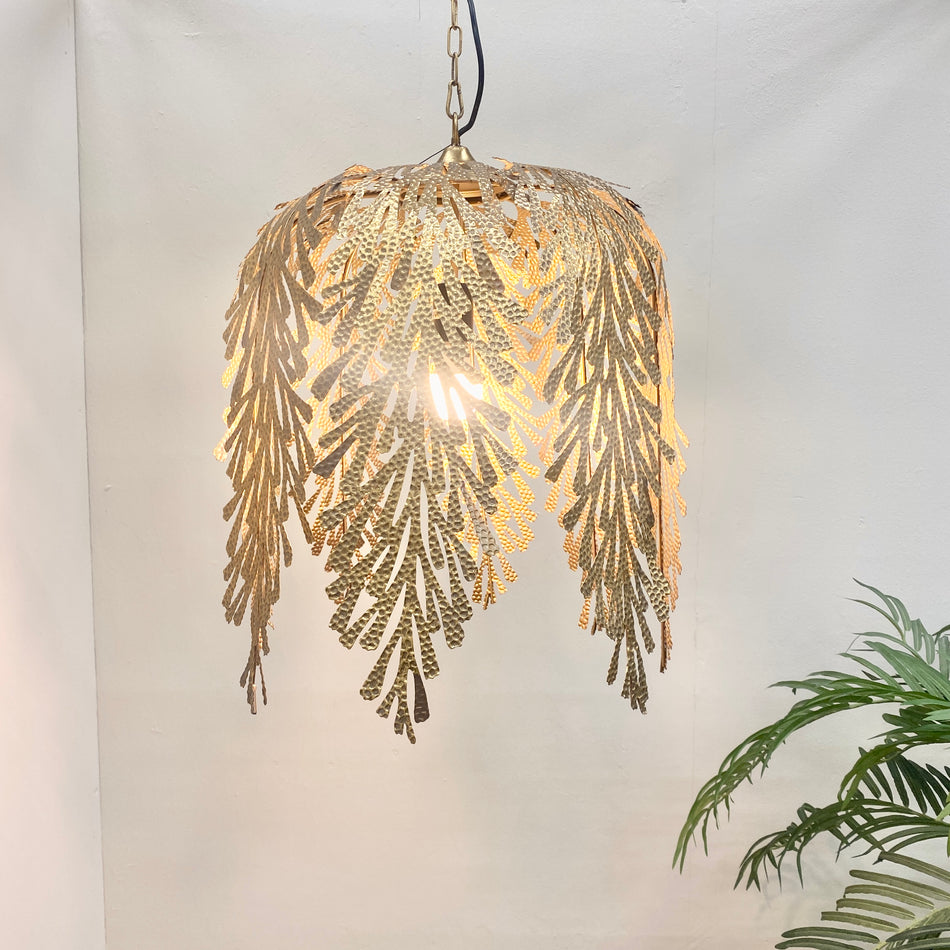 PTMD Joff Deckenleuchte Golden Metall Floral Lampe