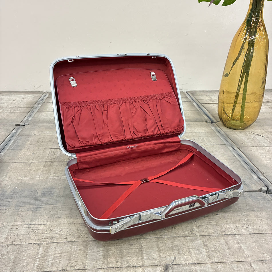 Vintage Samsonite Hard-shell Suitcase Wine Red / Bordeaux Used Suitcase