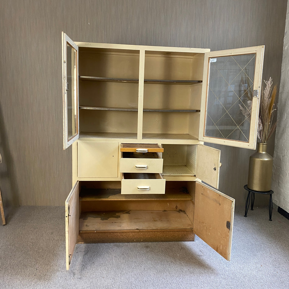 Vitrinenschrank gebraucht creme Holz Landhausstil Schrank