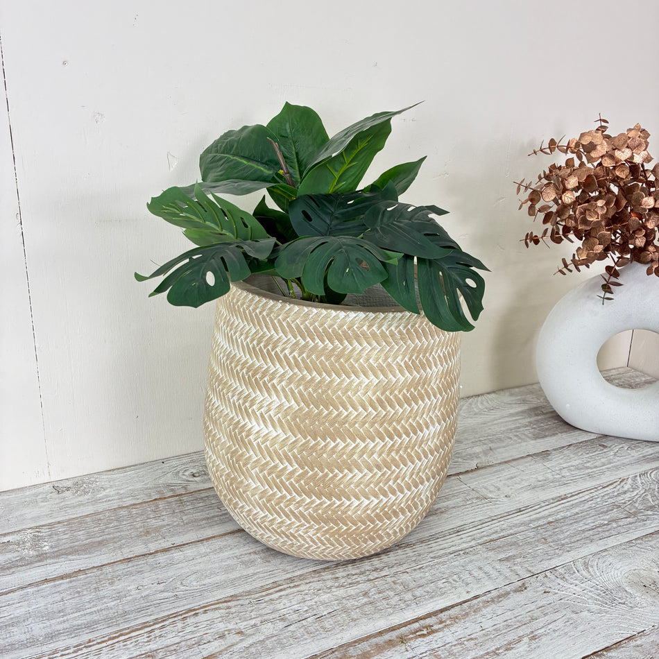 Decoris Blumentopf Alex Outdoor Sandfarben 33cm Deko