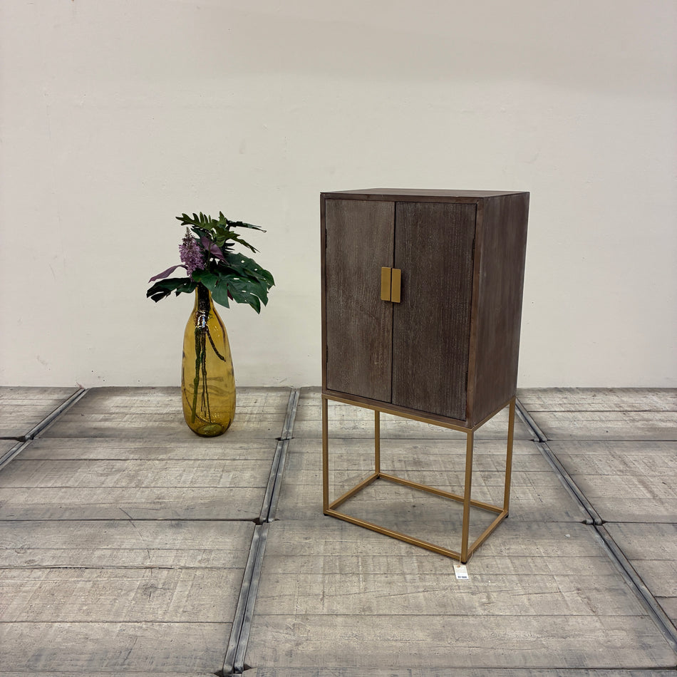 Dijk Natural Collection Schrank 55x120 Tannenholz Massivholz Gold Metallgestell Kommode