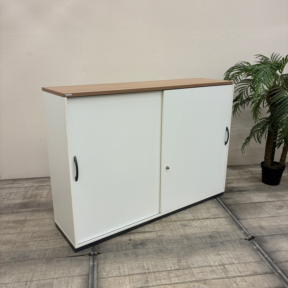 Palmberg Schiebetürenschrank 160x115 Weiß Holzabdeckung Sideboard Gebraucht