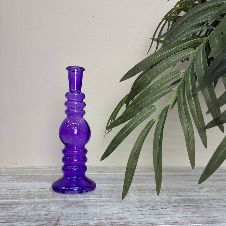 Vase Kerzenhalter Florence lila Glas 23 cm Deko