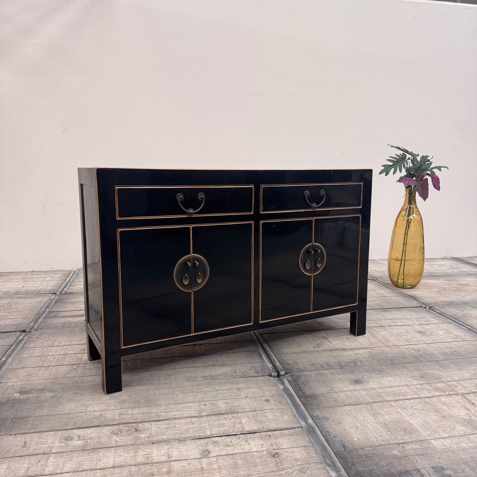 Exklusives Sideboard im Asien-Stil Schwarz Holz Kommode Gebraucht Villen-Bestand