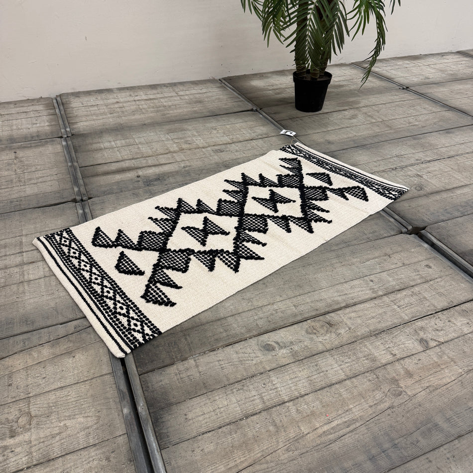 KidsDepot Läufer Boho Ethno Geometrisch Schwarz Weiß 70x140
