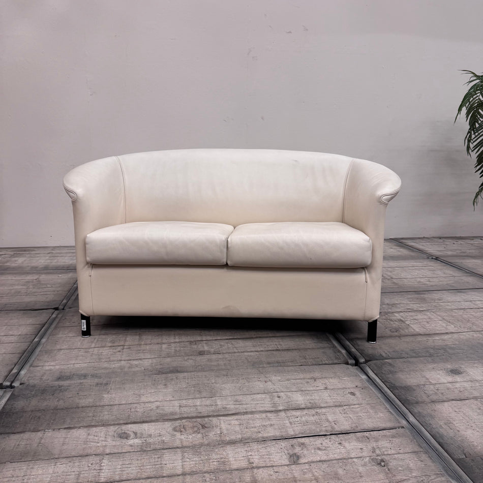 Wittmann Aura 1725 Zweisitzer Creme Leder Designer Sofa Gebraucht