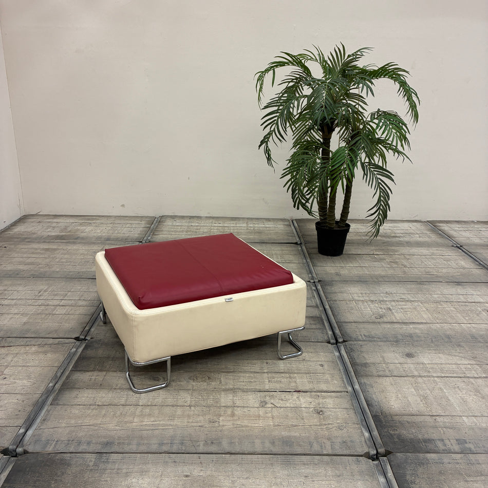 Luxy Leather Stool, Ottoman with Storage, Designer Upholstered Footstool, Used
