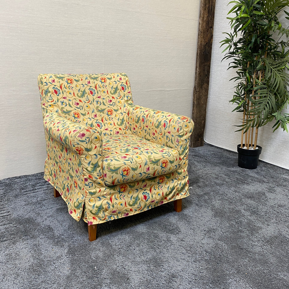 Gemütlicher Sessel mit abnehmbarem Bezug – florales Retro-Design – gebraucht