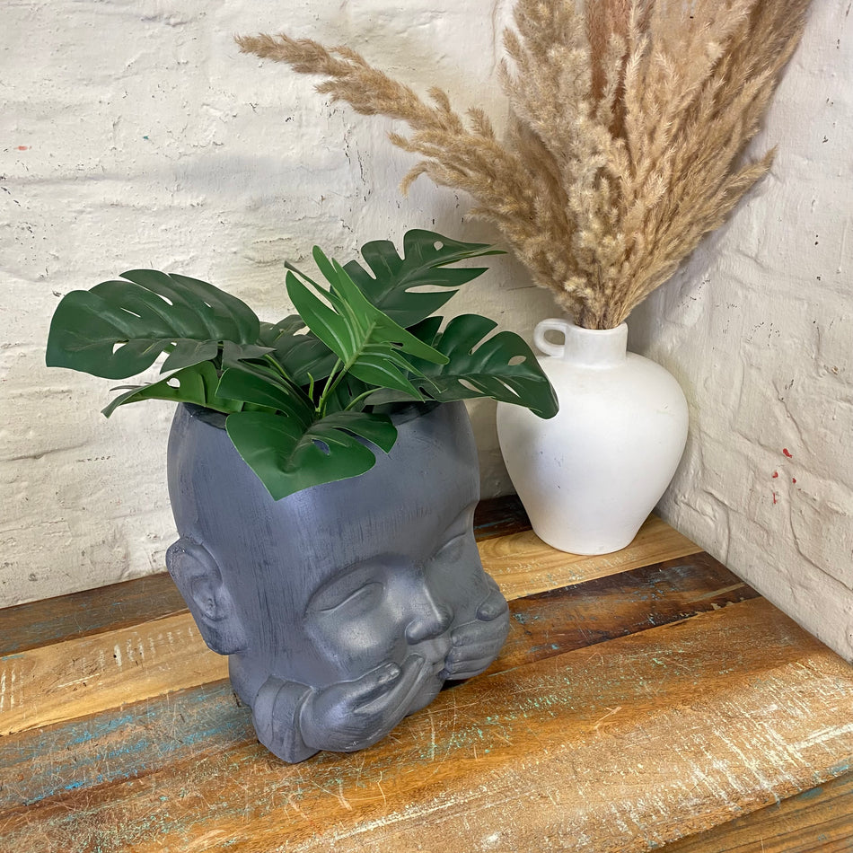 Blumentopf "nichts sagen" anthrazit Kunststoff 24cm