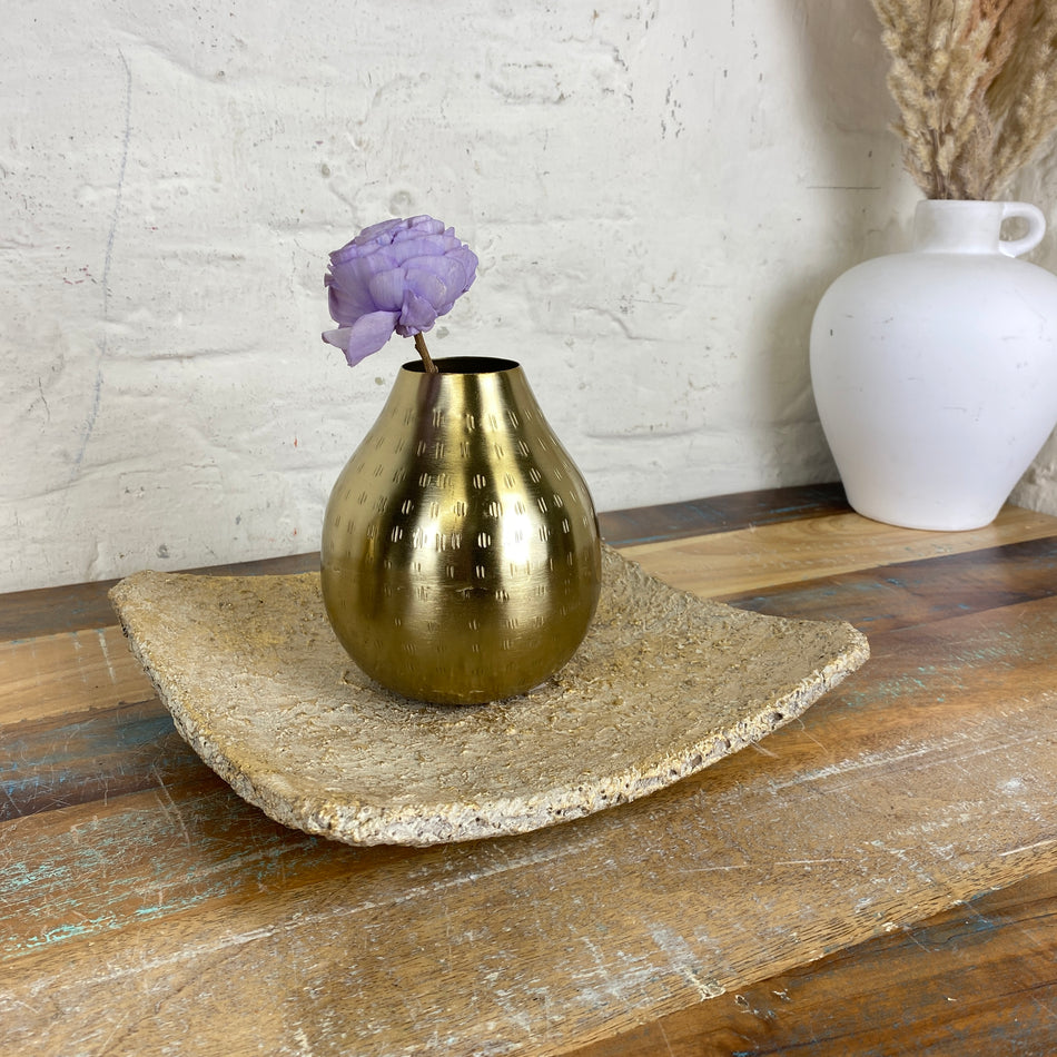 Countryfield Alano Schale golden grau Zement 25cm Tablett Deko