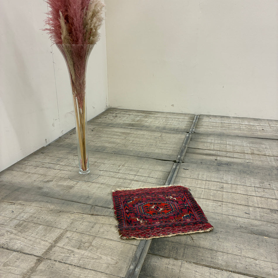 Oriental Rug Bridge Wall Hanging Small Rug Red Used
