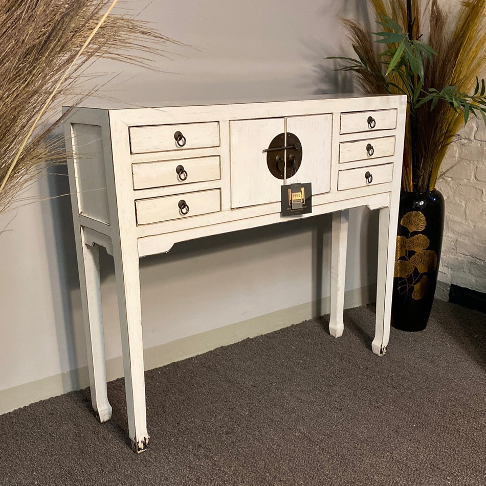 PTMD Adeline Kommode Holz weiß lackiert 78x100x25 asiatisch