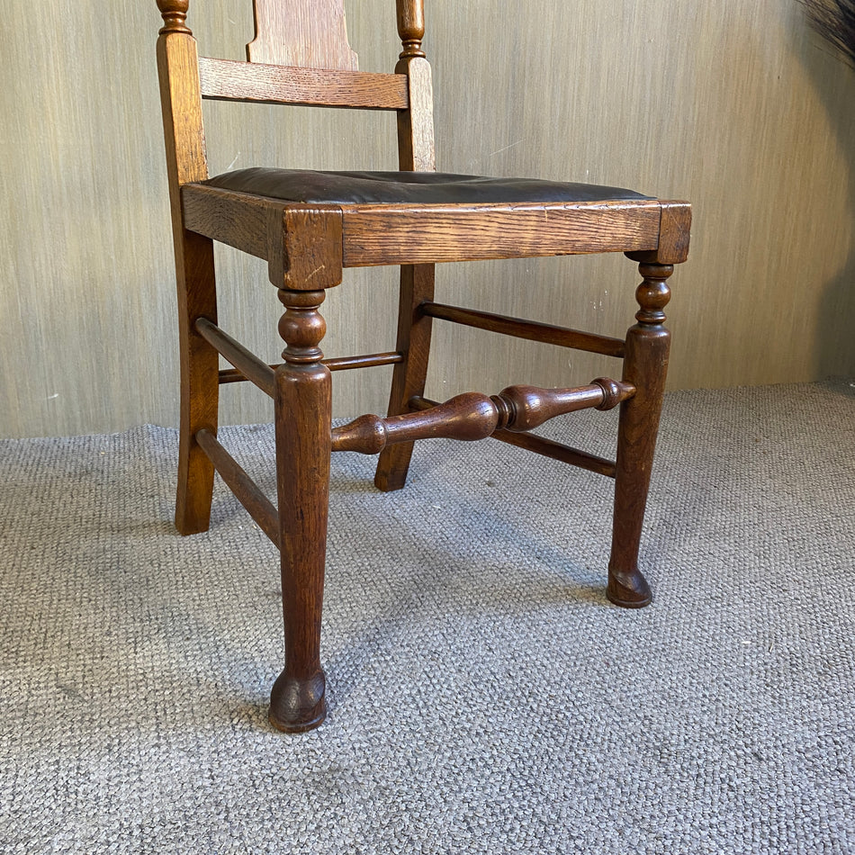 Stuhl antik Eiche Holz 1900 Leder Polster