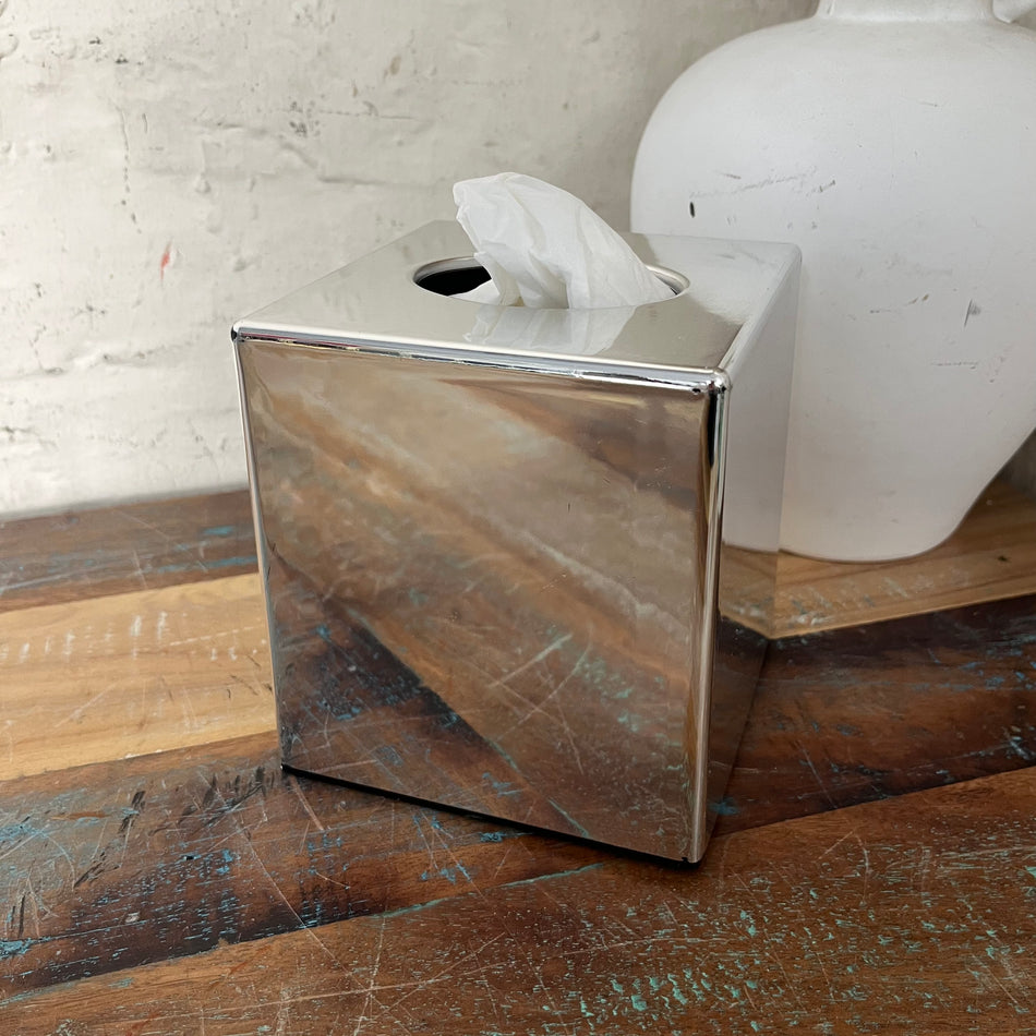 Taschentuchbox Kosmetiktuchspender gebraucht Metalloptik