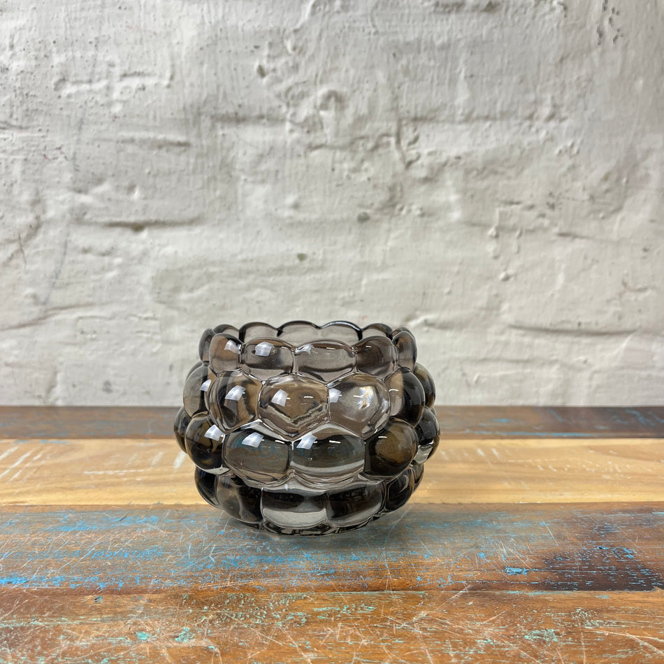 Teelichhalter dunkelgrau Glas Bubble Design Kerzenständer Deko