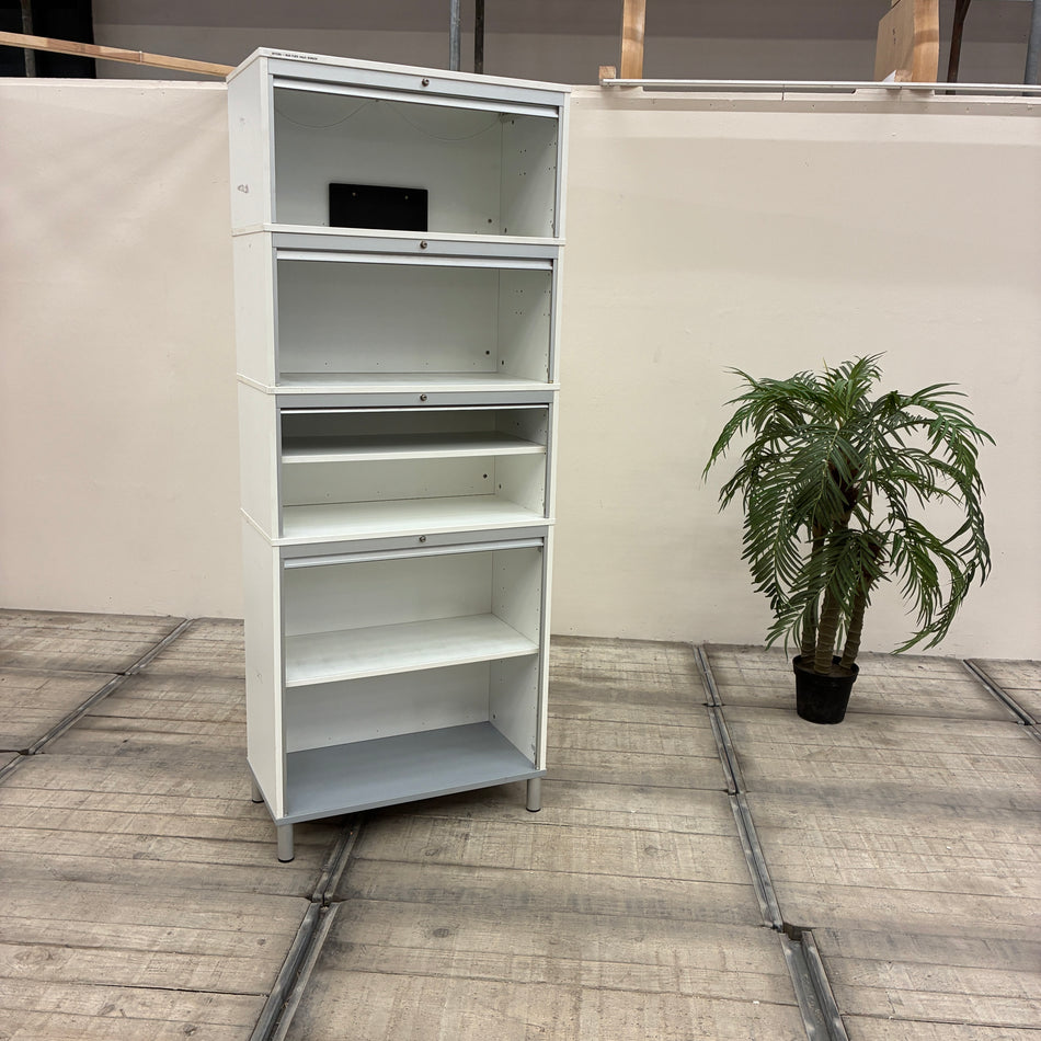 IKEA Effektiv Aktenschrank 4 Fächer Rollladenschrank Weiß Silber Schrank Gebraucht