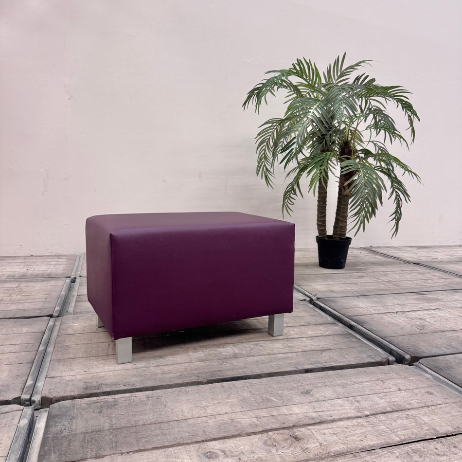Sitzhocker Lila Kunstleder Fußhocker Gepolstert Gebraucht