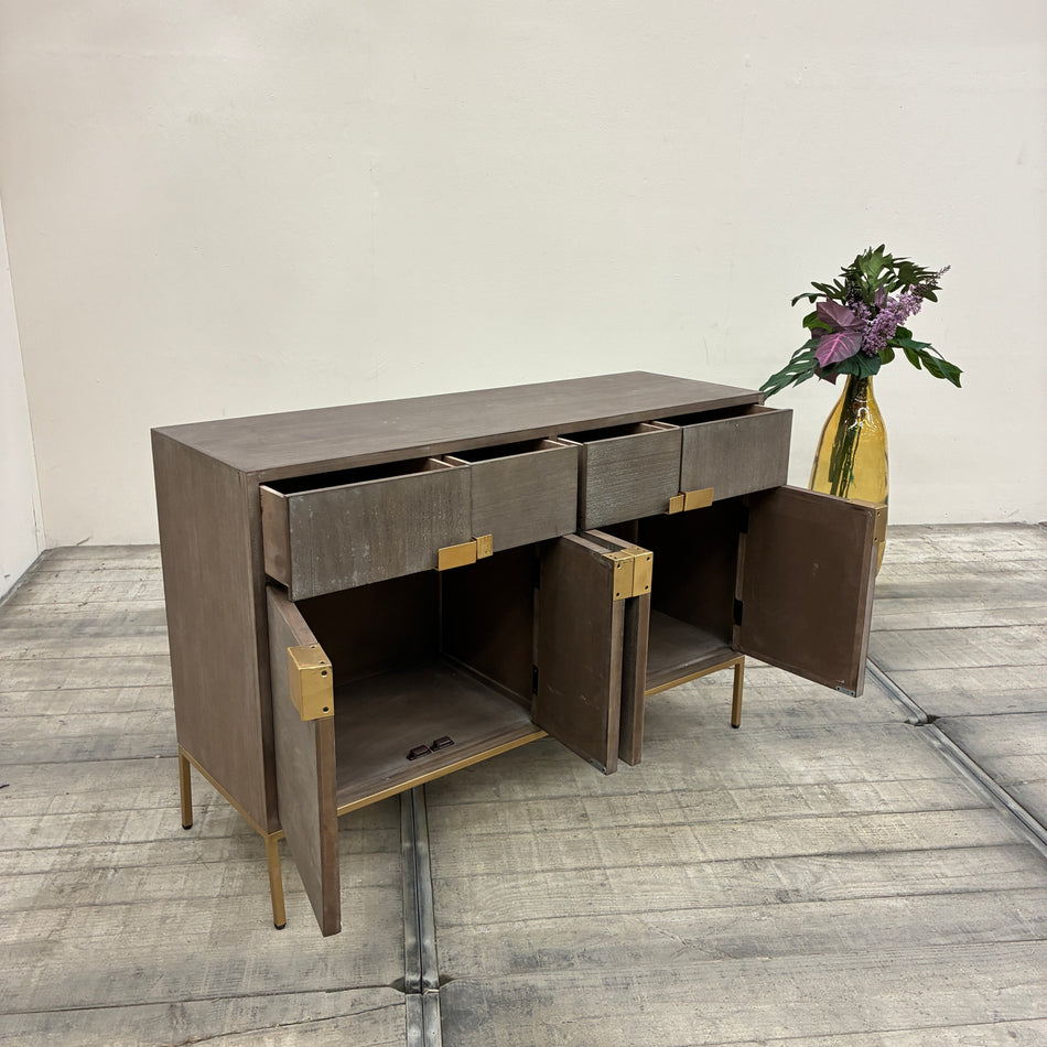 Dijk Natural Collection Anrichte 120x80 Tannenholz Massivholz Gold Metallgestell Sideboard