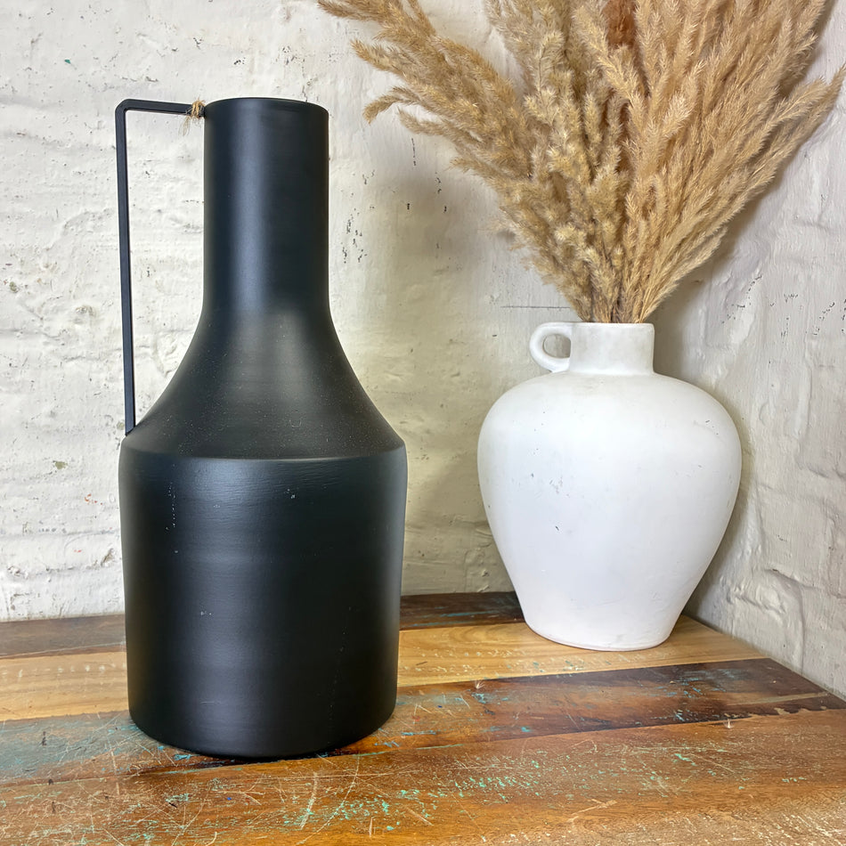 Vase Flaschenvase mattschwarz Metall 33,5cm Vase