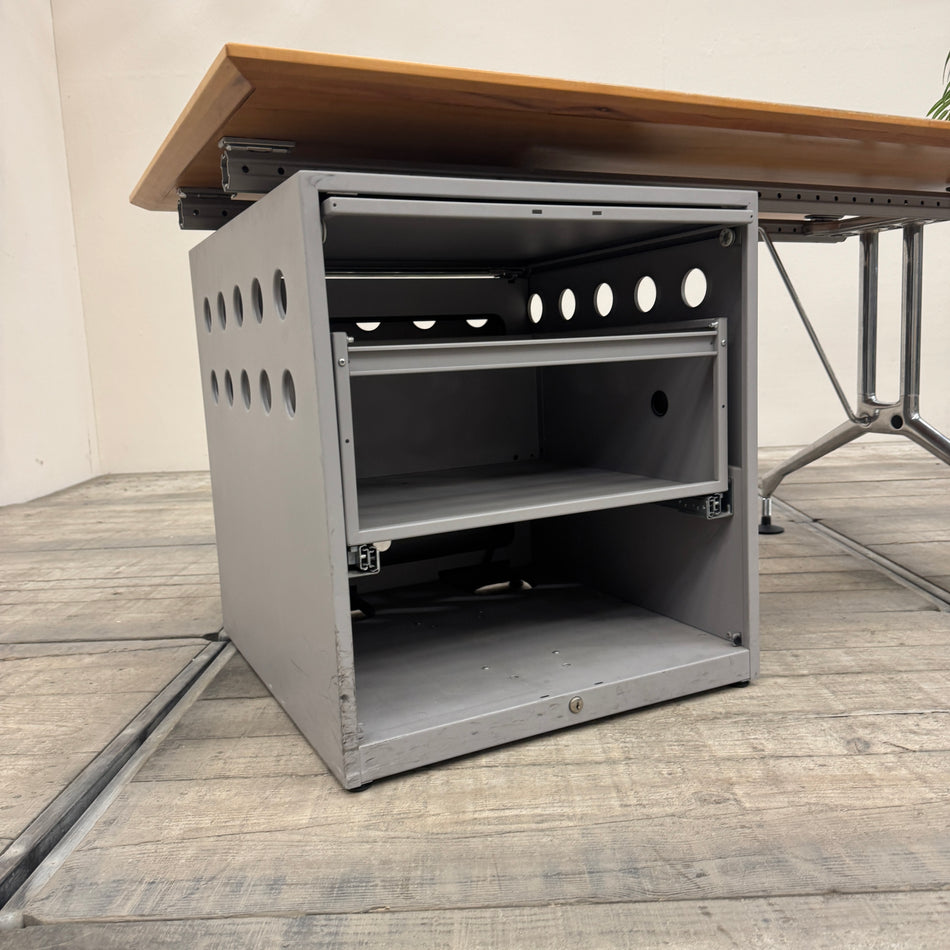 Vitra Spatio Schreibtisch Eiche Grau Eiche Echtholzfurnier Mit ContainerBüro Tisch Gebraucht