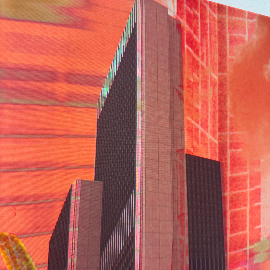 Wandbild 90x90 - Frankfurt Architektur Fokus Rot - Fotodruck auf Leinwand Gebraucht
