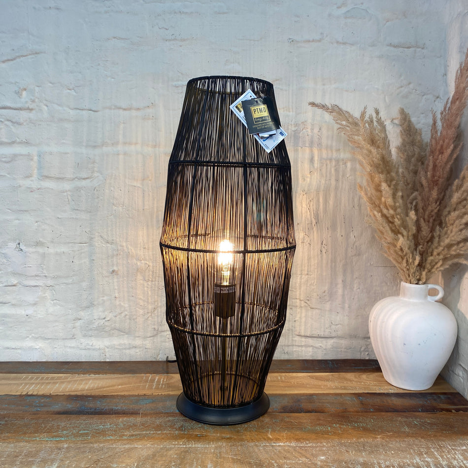 PTMD MeiloTischlampe schwarz Metall Gitter Lampe 60cm