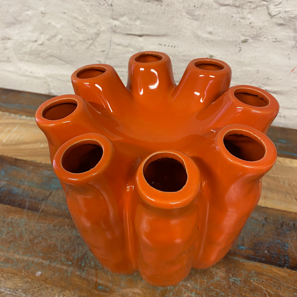 Luna Tube Vase orange Keramik Deko Blumenvase 20cm