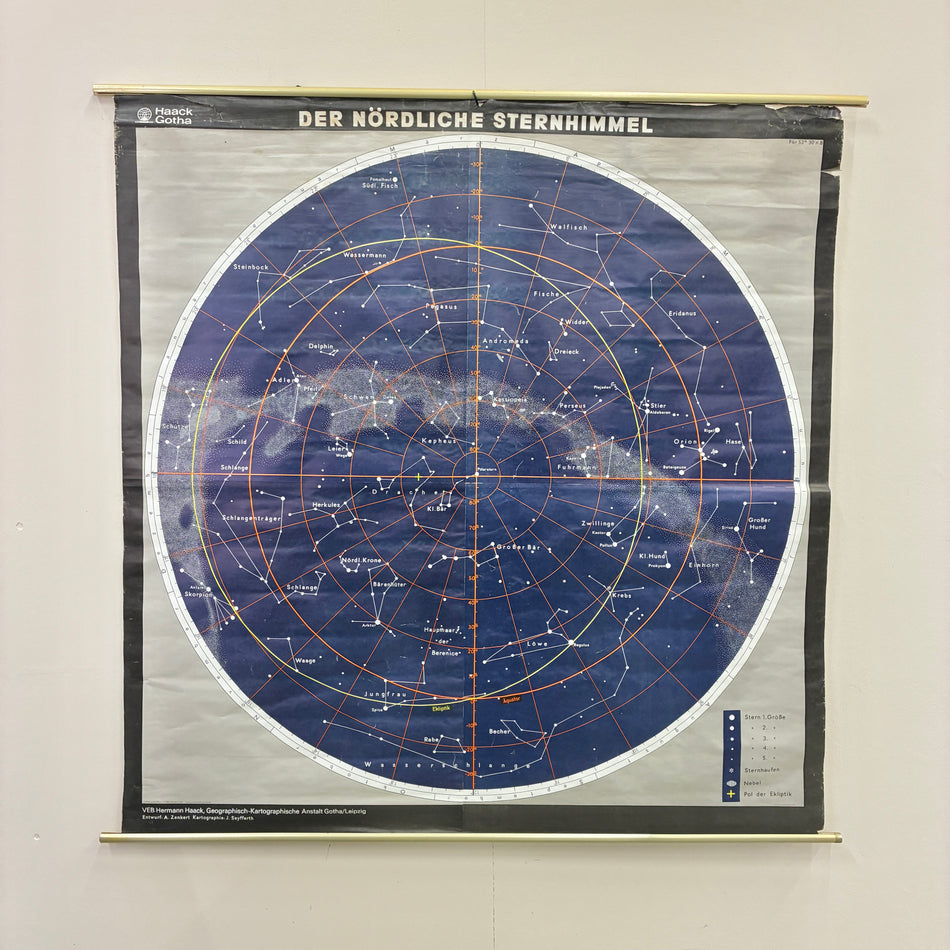 Vintage Schulkarte – Der nördliche Sternhimmel – Astronomie Lehrtafel Rollbild Wanddeko
