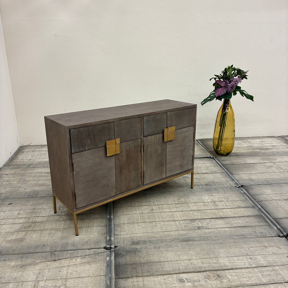 Dijk Natural Collection Anrichte 120x80 Tannenholz Massivholz Gold Metallgestell Sideboard
