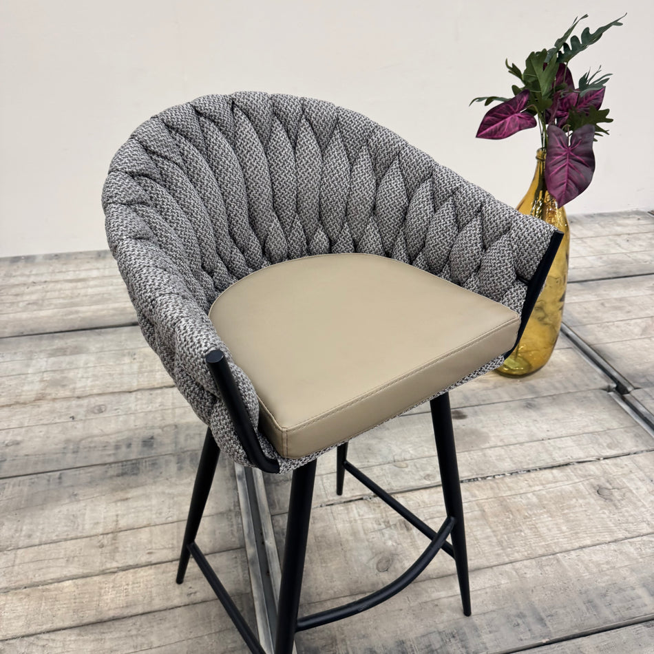 Kare Design Knot Tweed Barstuhl Hocker Grau Tresenhocker
