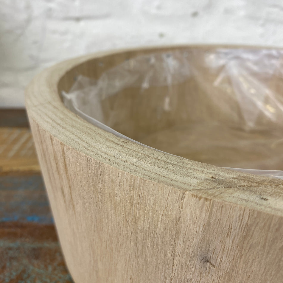 Holz Blumentopf Vollholz mit Kunststoff Beschichtung 30x11 natürlich Übertopf