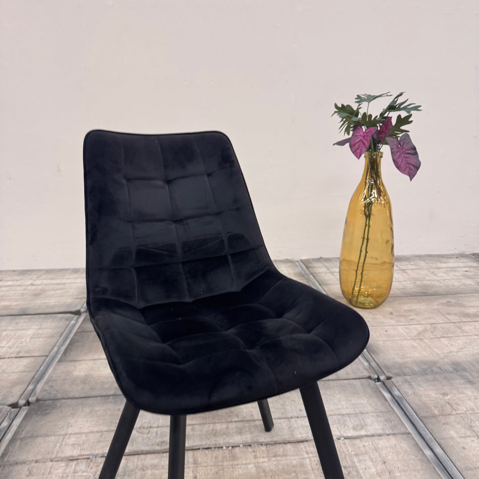 Polsterstuhl Schwarz Samt Velours Stuhl Modern