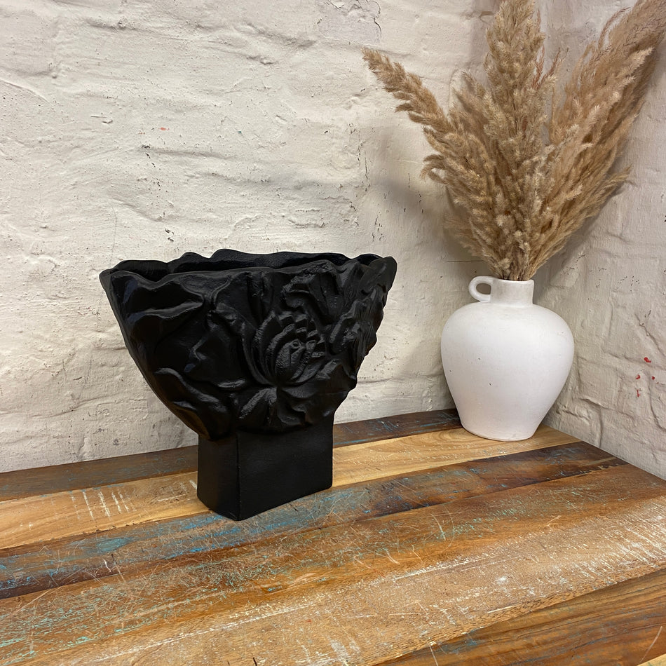 Light & Living Palesa Vase schwarz Metall floral 35cm Deko