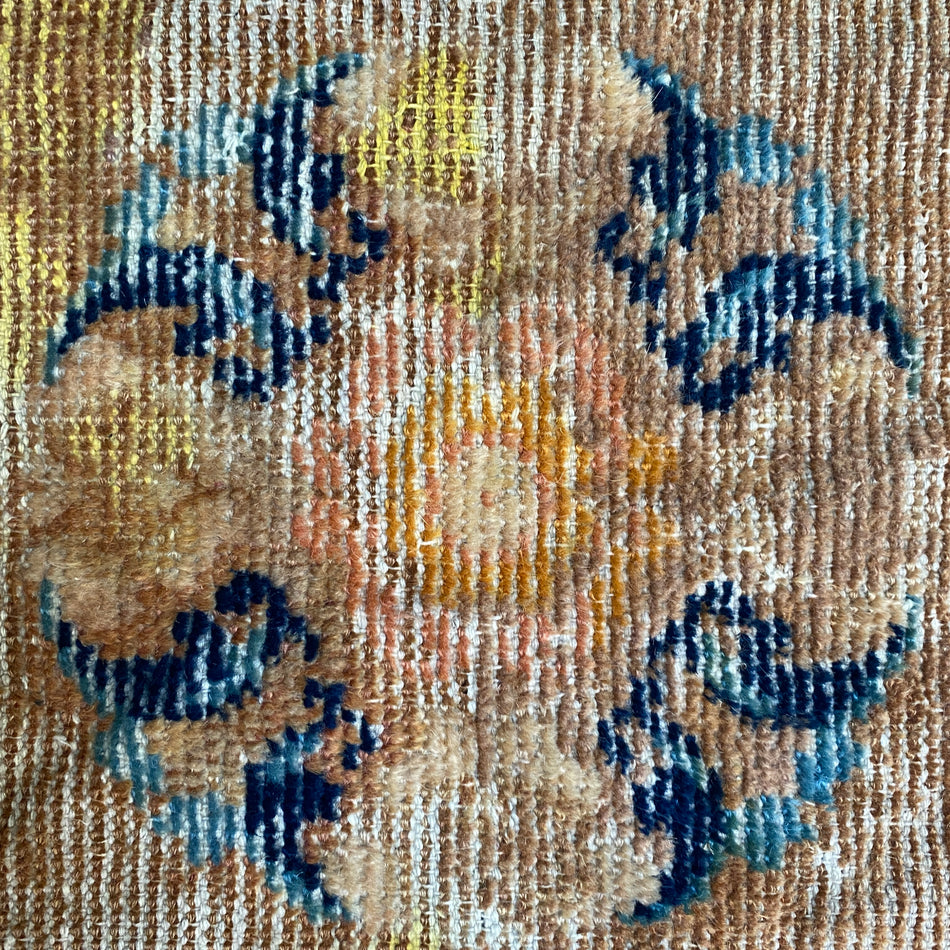 Vintage Teppich antik dunkelblau beige gemustert 70x72 orientalisch