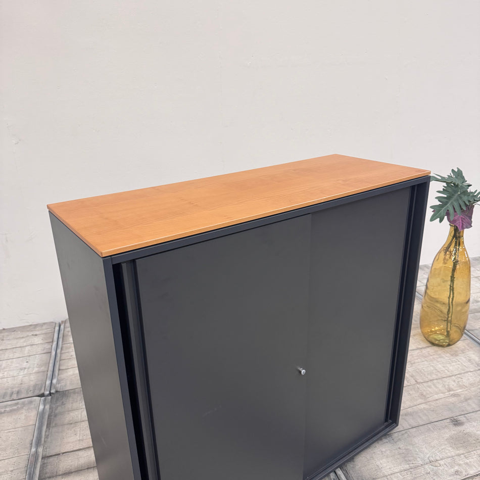 Planmöbel Highboard 120cm 3OH Anthrazit Holz Büro Schrank gebraucht