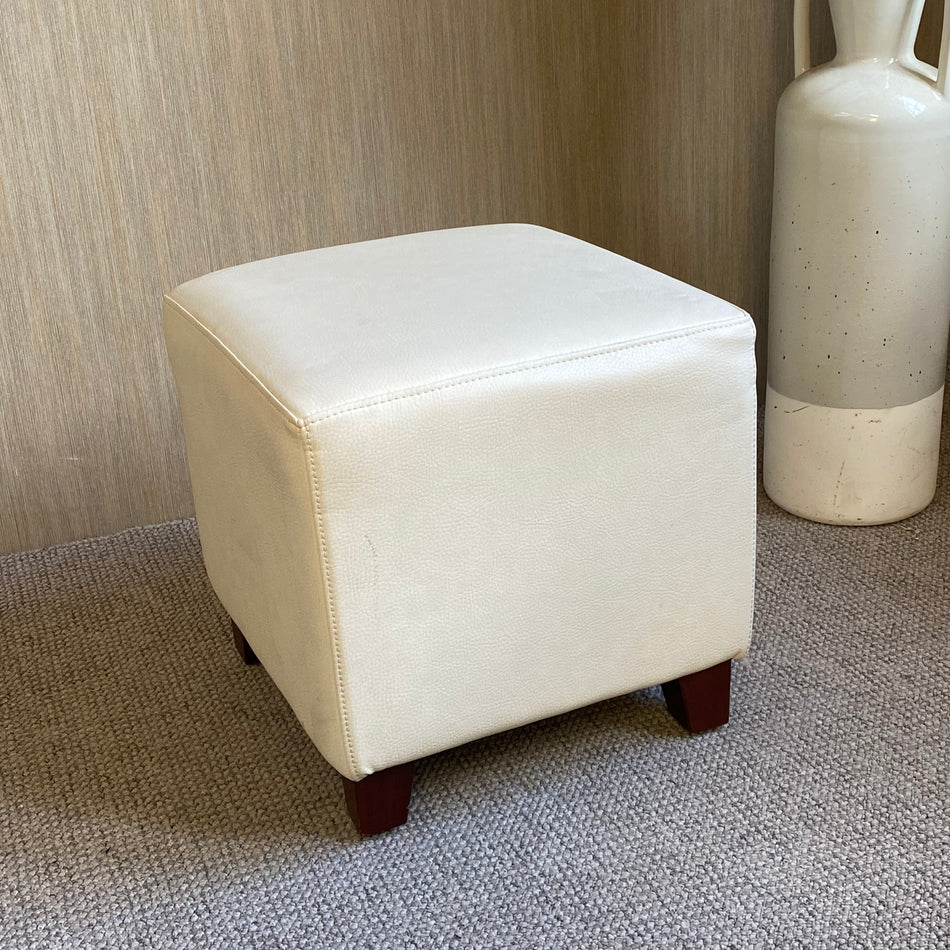 Hocker gebraucht weiß Leder Holz Sitzhocker