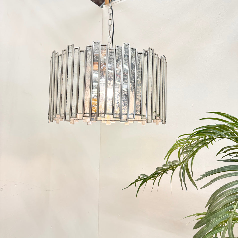 PTMD Ivona Design Pendelleuchte Hängelampe Silber Glas Spiegel Kristall Neu
