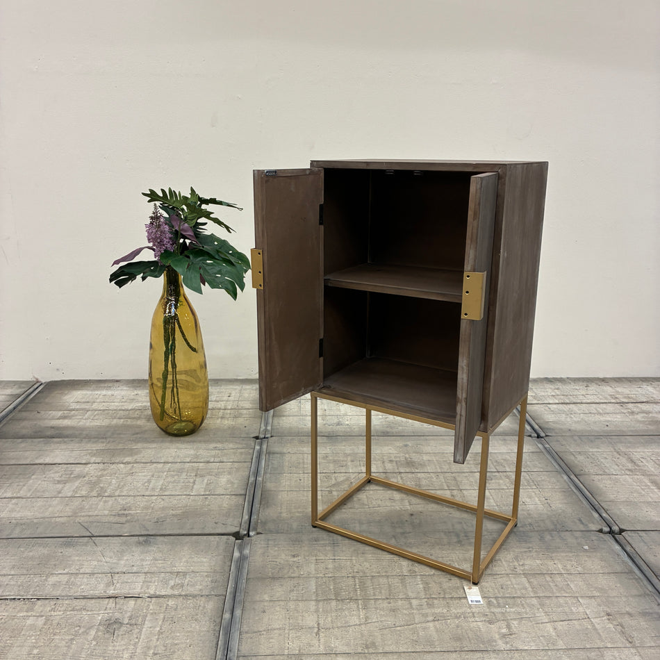 Dijk Natural Collection Schrank 55x120 Tannenholz Massivholz Gold Metallgestell Kommode