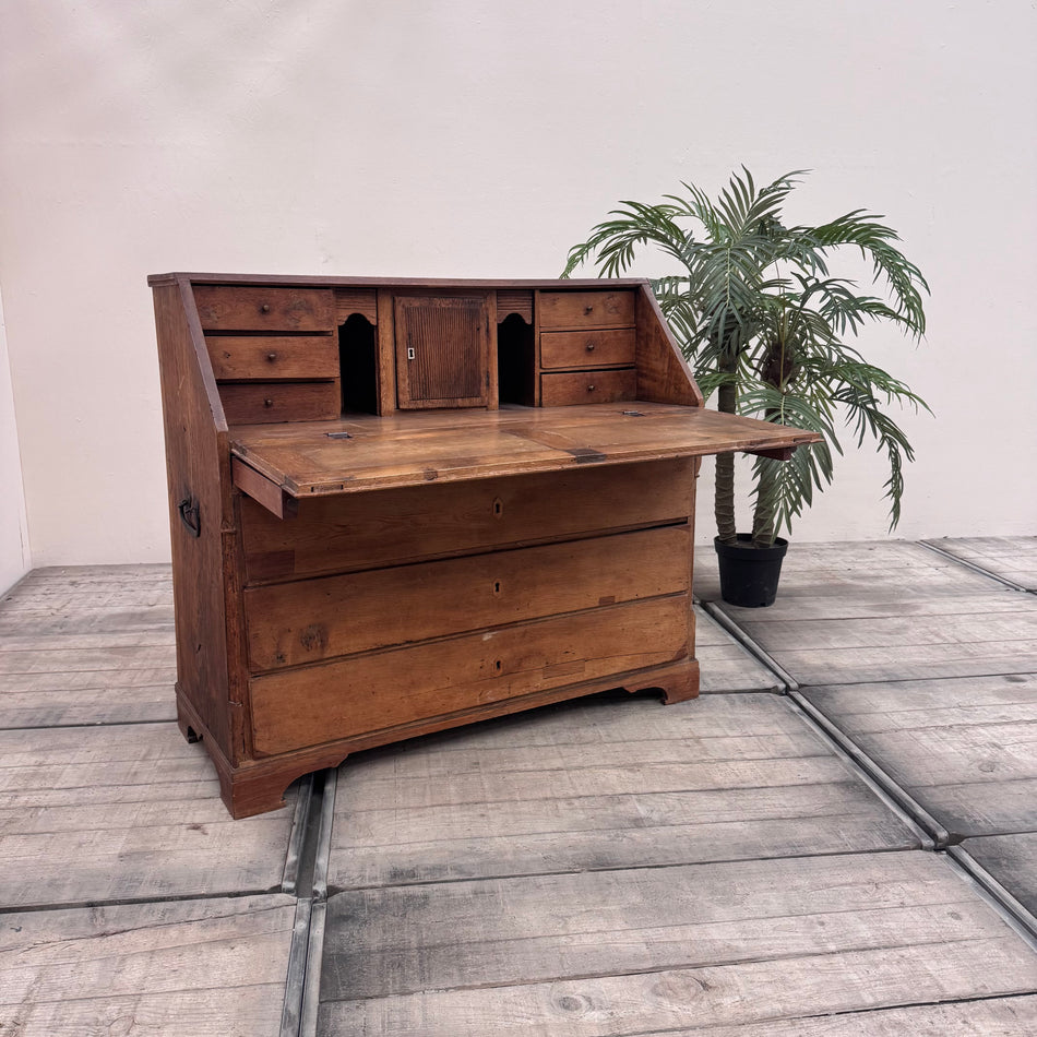 Antiker Sekretär Eiche Massiv Rustikal Dänischer Landhausstil Schreibschrank Vintage
