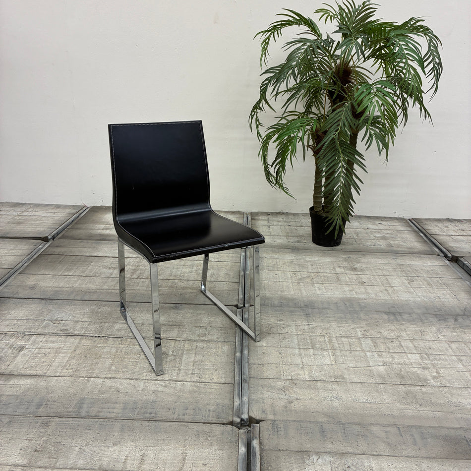 Esszimmerstuhl Schwarz Holz Chrom Konferenzstuhl Stuhl Gebraucht